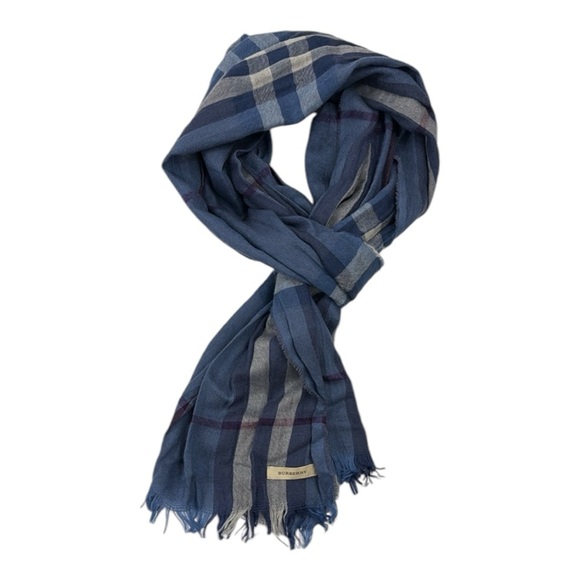 Burberry Britt Blue Plaid Scarf - Picture 1 of 10